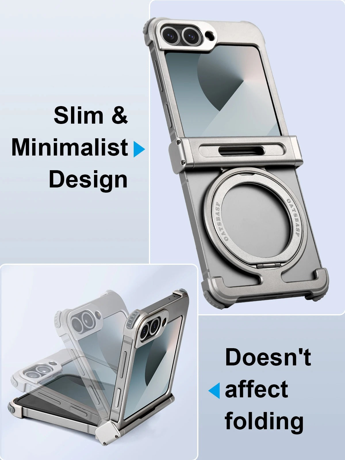 Samsung Galaxy Z Flip 6 Case with 360° Rotatable Stand, Slim Metal Magnetic Frameless Bumper Cover